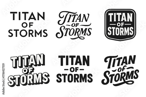 Lettering Titan Showcase. Titan of Storms. Set lettering. harmonious lettering variations of the same emblematic concept (Abstract geometric letterforms,