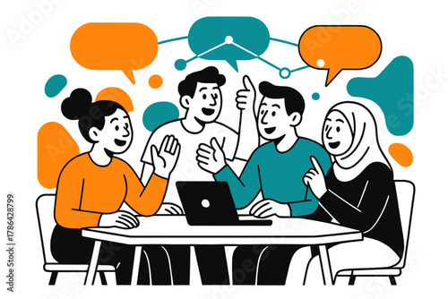 Inclusive Team Collaboration. Inclusive collaboration. Colleagues of different genders and backgrounds