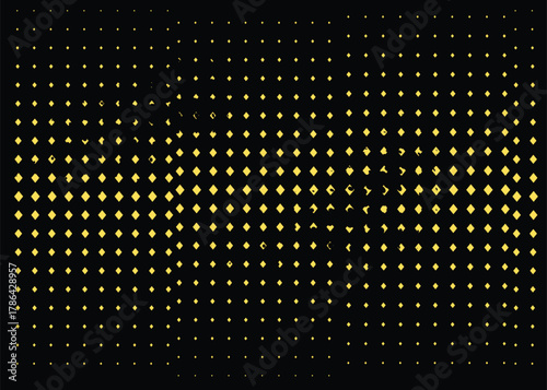 Abstract background with a warped digital grid of glowing yellow diamond shapes creating a rhythmic cross-pattern effect