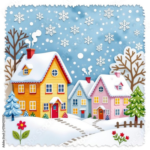 Cozy Winter Village Scene