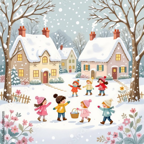 Cozy Winter Village Scene