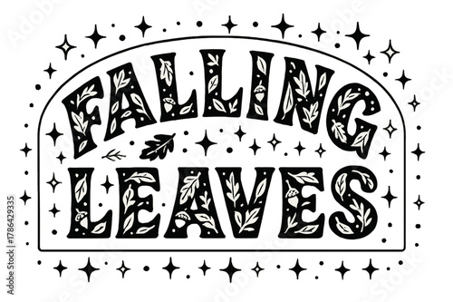 Falling Leaves Lettering. Falling Leaves ? Decorative Display Lettering: arched playful letters filled with