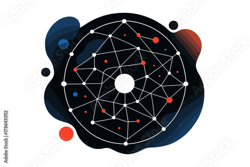 Cosmic Structure Illustration. Cosmic structure. Abstract interconnected lines and dots forming the shape of