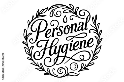 Personal Hygiene Elegance. Personal Hygiene ? flourished classic ornamental lettering; medium-weight strokes with elegant swashes and soft curls; circular