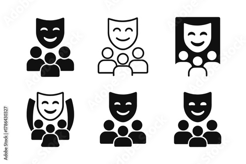 Immersive Theater Logos. An immersive theater experience where the audience is part of the performance. Set Logo of An immersive theater experience where the