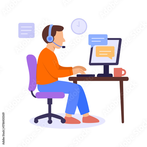 Call Center Agent, communicating with customers to resolve issues