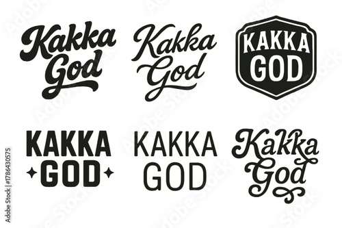 Artistic Lettering Variations. Kakka God. Set lettering. harmonious lettering variations of the same emblematic concept, each with different artistic