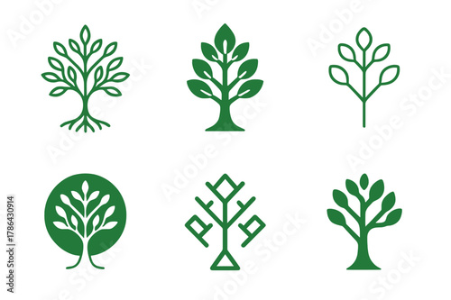 Biodiversity Logo Variations. Biodiversity. Set Logo of Biodiversity: branching tree of life. harmonious logo variations of the same emblematic concept, each