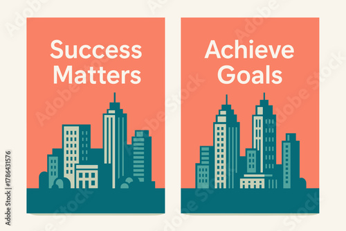 Success and Goals Banners. # IMPORTANT. Two vertical A6 banners with safe margins, centered composition, no elements touching edges, modern, coral and teal,