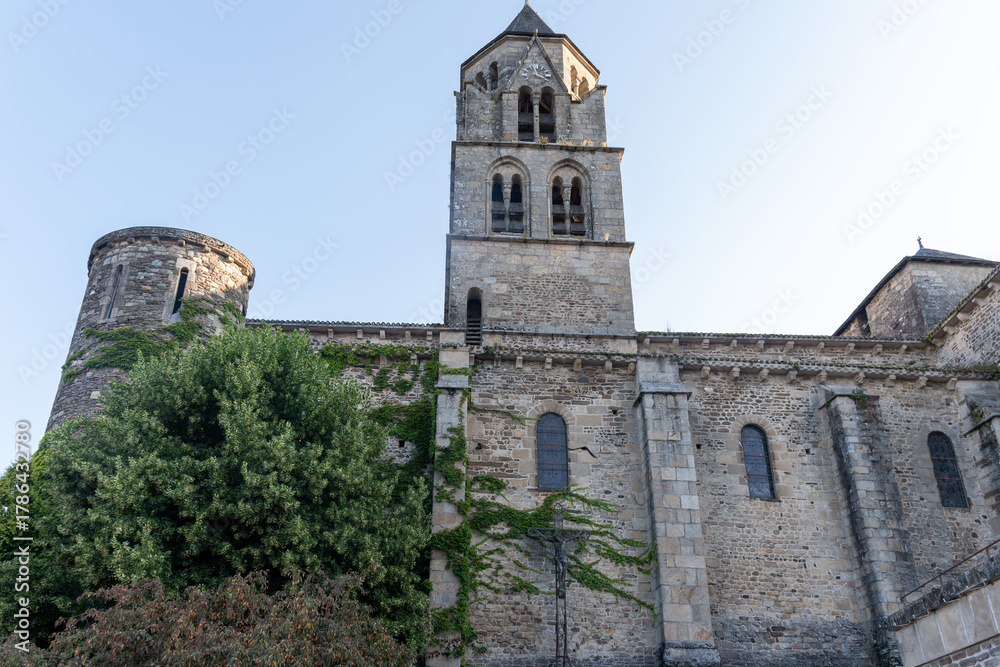 Fototapeta premium Walking in Uzerche, historical fortified royal patronage medieval town in Correse department, Nouvelle-Aquitaine, France, old houses and narrow streets