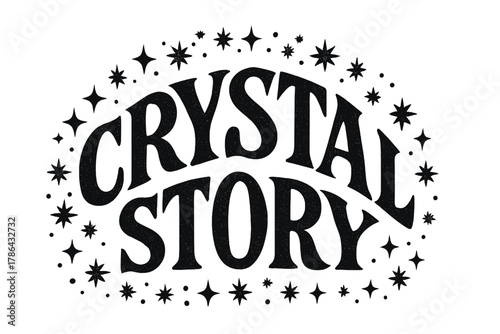 Decorative Arched Lettering. Crystal Story ? Decorative Display Lettering: arched stylized letters with dotted