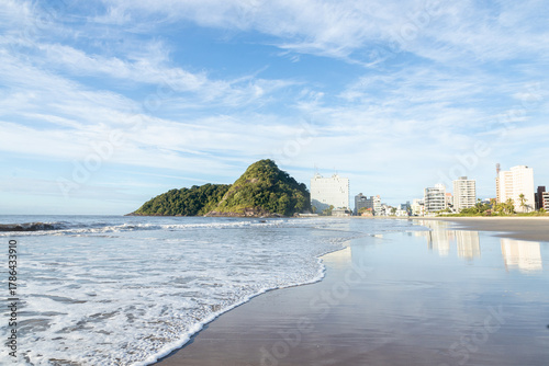 Stunning view of Praia de Caioba beach in Matinhos, Paraná, Brazil during a sunny day
