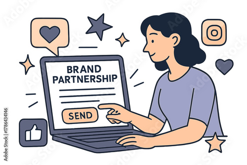 Creative Email Collaboration. Brand Partnership Email. A person clicks send on an email proposing