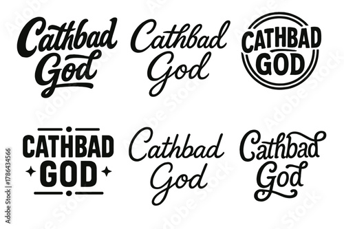 Cathbad Lettering Variations. Cathbad God. Set lettering. harmonious lettering variations of the same emblematic concept, each with different