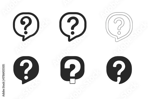 Diverse Trivia Logos. Trivia game. Set Logo of Trivia game: question mark in speech bubble. harmonious logo variations of the same emblematic concept, each
