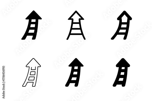 Career Growth Logos. Career development. Set Logo of Career development: ladder merging into arrow. harmonious logo variations of the same emblematic concept,