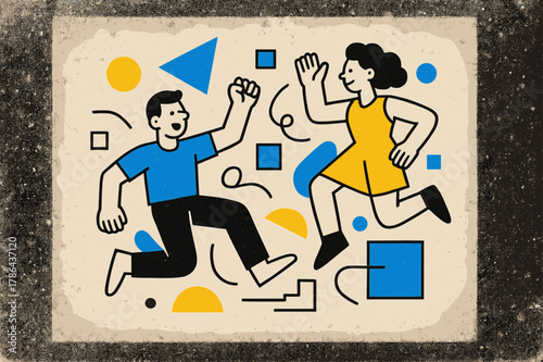 Dusty Geometric Memories. Dusty Photograph. Photograph partially covered in dust with floating abstract geometric shapes, capturing a sense of history and