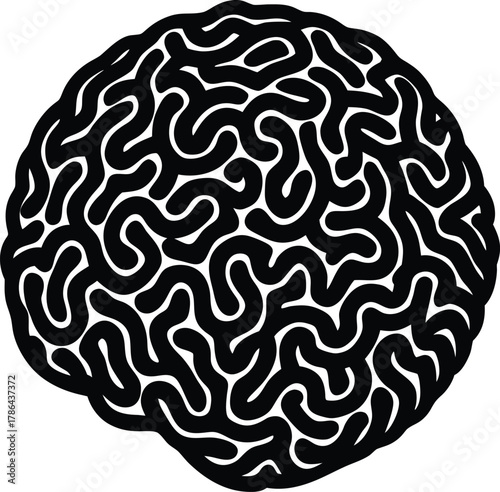 Black and white stylized human brain illustration mind