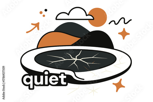 Frozen Abstract Harmony. Abstract Landscapes ? Frozen Lake. A smooth oval lake mirrors stacked shapes; thin cracks spider out like delicate lines. Word ?quiet?