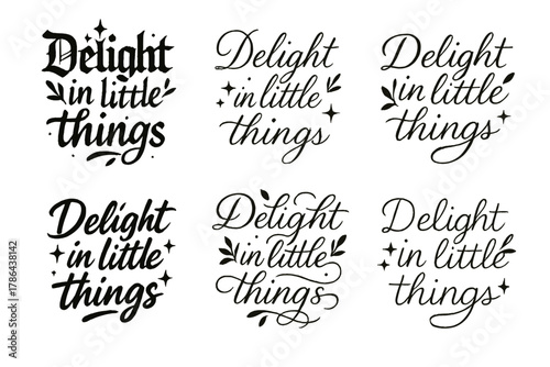 Calligraphy Styles Showcase. Delight in little things. Create a calligraphy lettering illustration of the