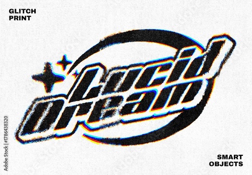 Glitch Grunge Print Effect Mockup