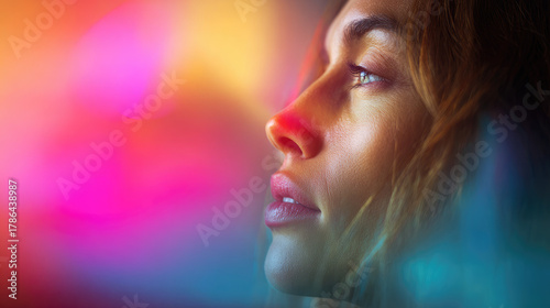 Portrait of woman illuminat...