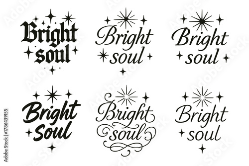 Bright Soul Calligraphy. Bright soul. Create a calligraphy lettering illustration of the phrase: Bright soul.