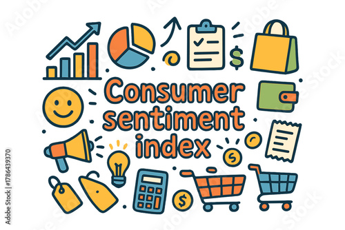 Consumer Sentiment Doodle. Consumer sentiment index. Hand-drawn doodle illustration of Consumer sentiment