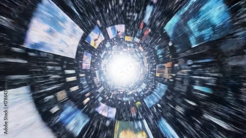 Abstract tunnel design with vibrant colors and motion effect for backgrounds