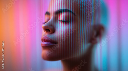 Portrait of woman illuminat...