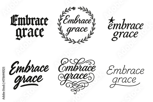 Embrace Grace Calligraphy. Embrace grace. Create a calligraphy lettering illustration of the phrase: Embrace