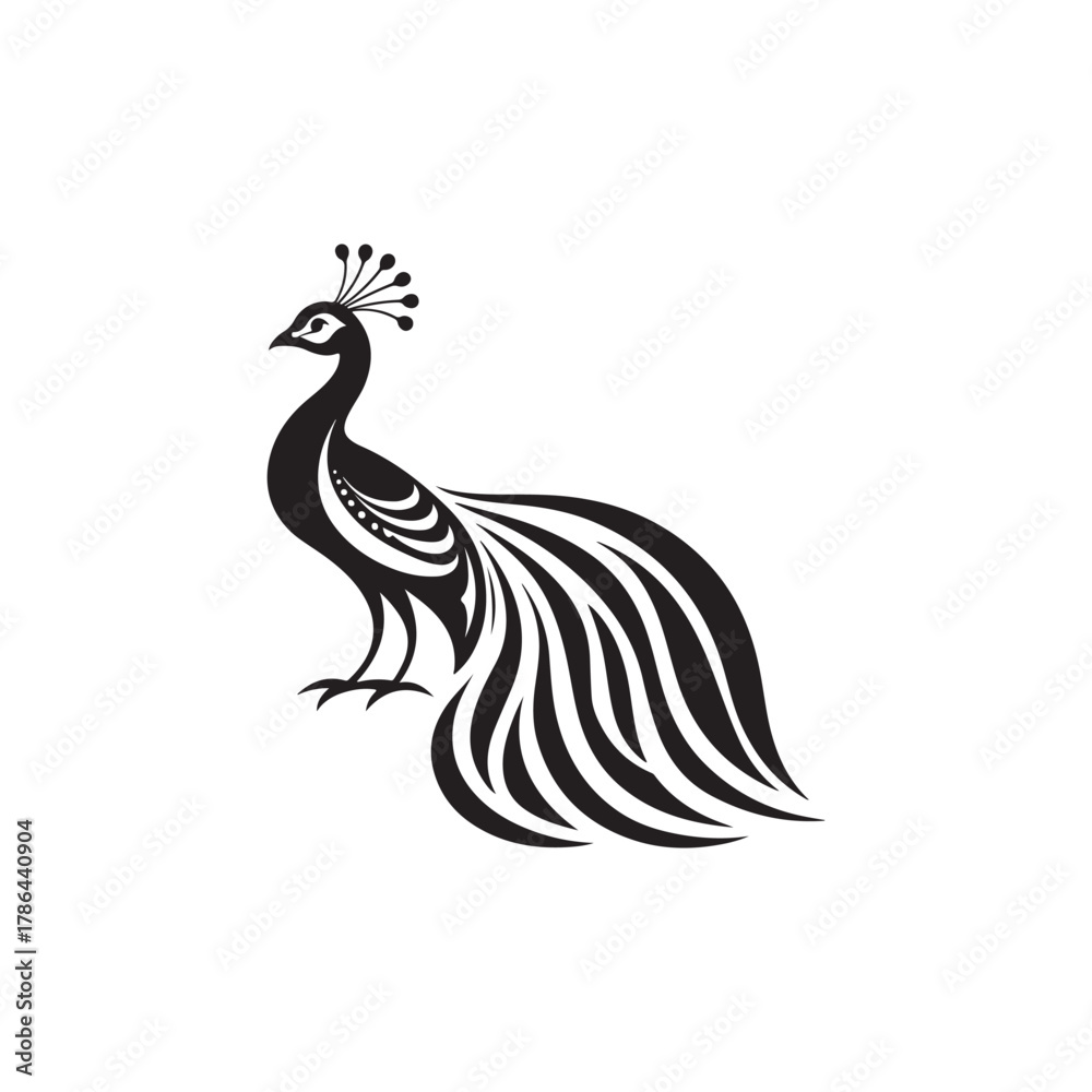 Obraz premium Elegant Peacock Logo Design – Luxury Bird Symbol, Royal Feather Icon, Modern Golden and Blue Vector Emblem for Branding and Fashion