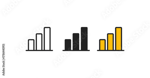 Minimalist growth bar chart set in different color variations