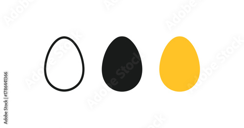 Minimalist egg icons in outline, solid, and colorful styles