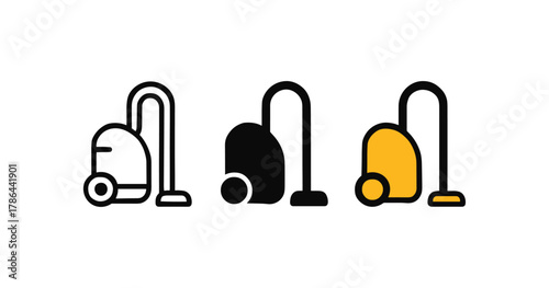 Three vacuum cleaner icons in minimalist style