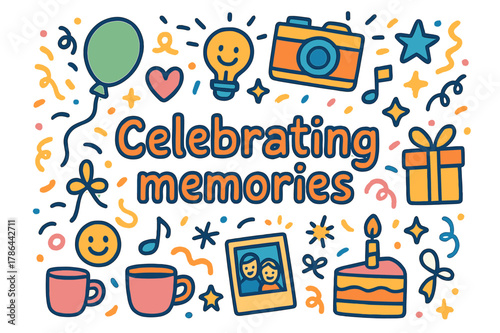 Celebrating Memories Doodle. Celebrating memories. Hand-drawn doodle illustration of celebrating memories.