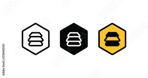 Industrial honeycomb icon set featuring hive symbol with hexagonal background in minimal style