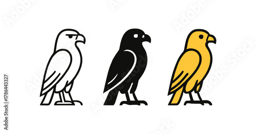 Stylized minimalist bird designs: coloring outlines and silhouettes in modern art