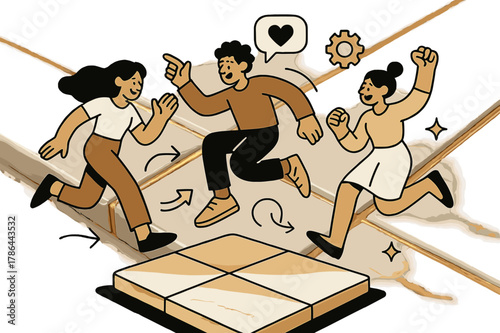 Elegant Modern Design. Luxury finish details. Close-up of polished tile edges reflecting light; small gold