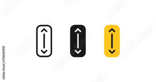Minimalist up down arrow icons in monochrome and yellow