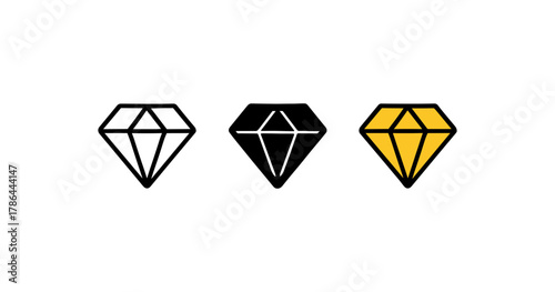 Minimalist geometric diamonds in linear style with black and gold variations