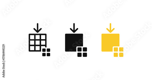 Minimalistic icons of spreadsheet and grid in three color variations