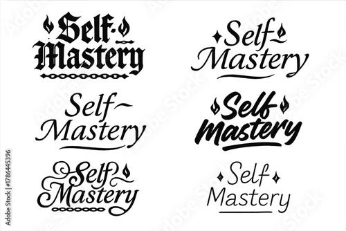 Calligraphy Styles Showcase. Self-Mastery. Create a calligraphy lettering illustration of the phrase: