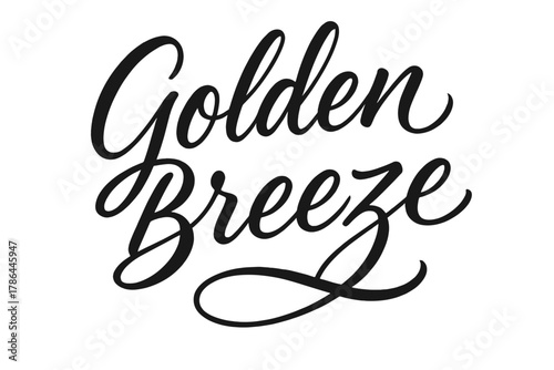 Golden Breeze Calligraphy. Golden Breeze ? Script Hand-Lettering: flowing brush script with smooth curves and