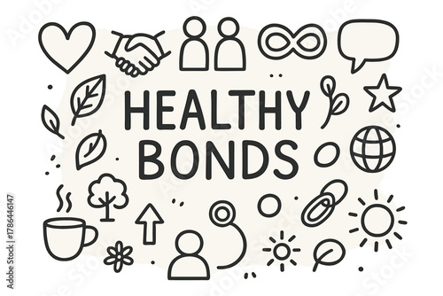 Healthy Bonds Doodle Illustration. Healthy Bonds. Hand-drawn doodle illustration of Healthy Bonds. heart,