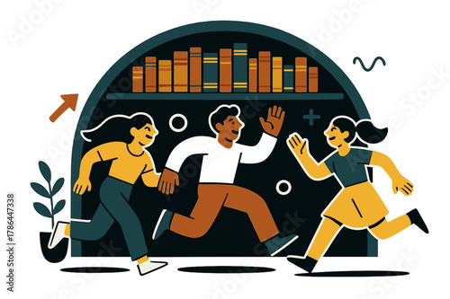 Curved Bookshelf Artistry. Antique Books ? Curved Shelf. Rounded bookshelf forms a cozy arch with neatly stacked spines; titles glow faintly. Minimal carpet