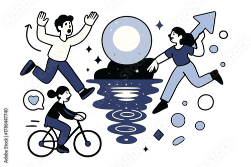 Moonlit Lake Reflections. Moonlight reflection. A calm lake mirroring the moon and stars, faint ripples