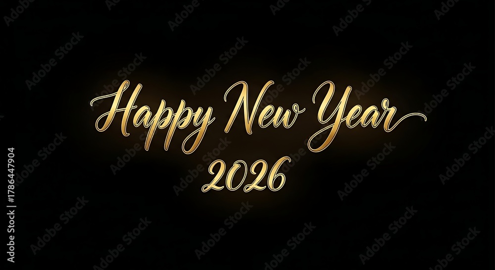 Obraz premium Golden happy new year 2026 wishes on a dark background for celebration