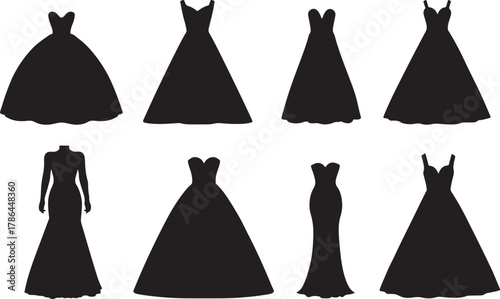 Elegant Wedding Dresses Silhouette Collection for Bridal Fashion and Design