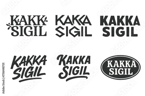 Kakka Sigil Variations. Kakka Sigil. Set lettering. harmonious lettering variations of the same emblematic concept, each with different artistic interpretation